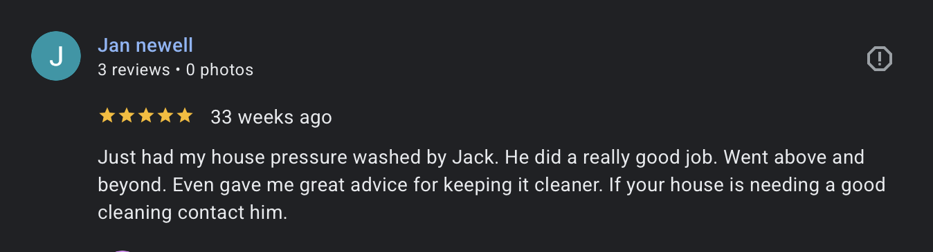 Google review screenshot